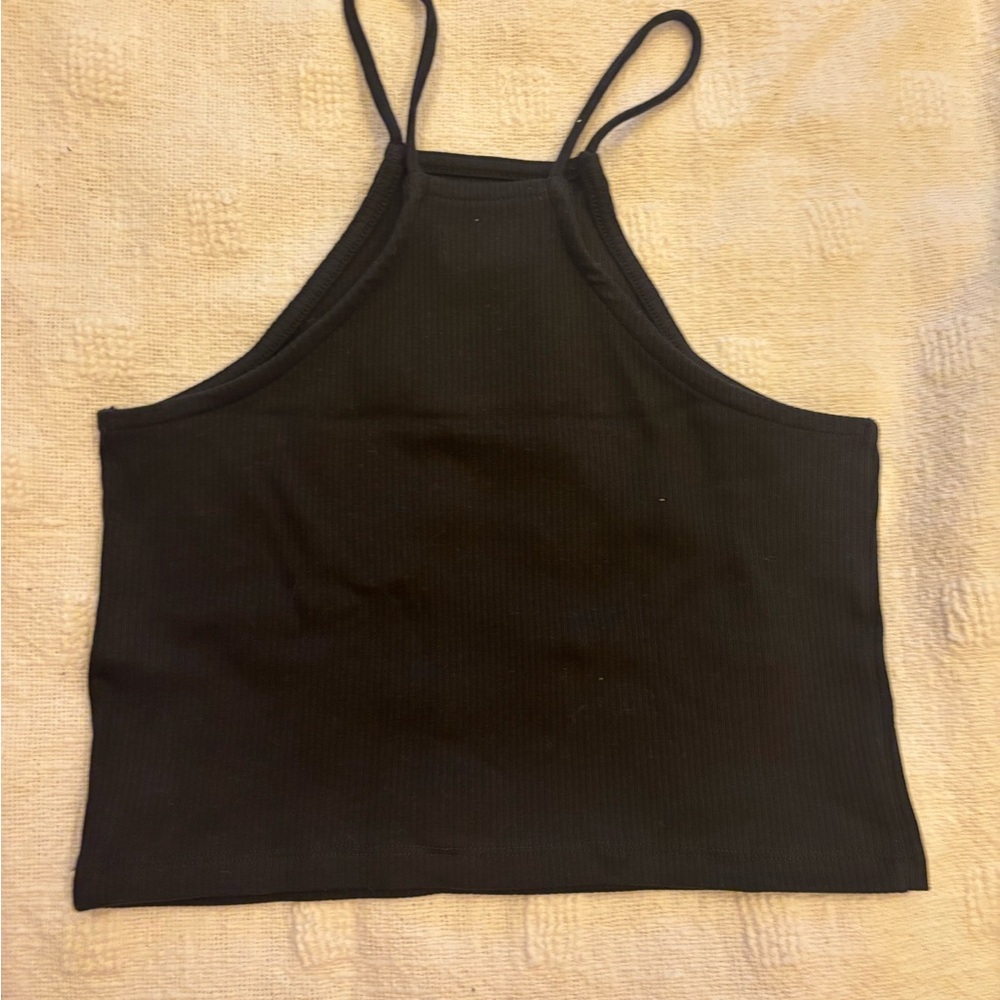 Black Ribbed Halter Top - Picture 2 of 3
